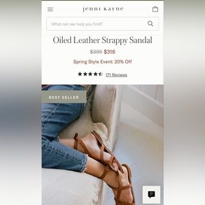 Jenni Kayne Oiled leather strappy sandal 
Size 38 (size 8) 
Worn once